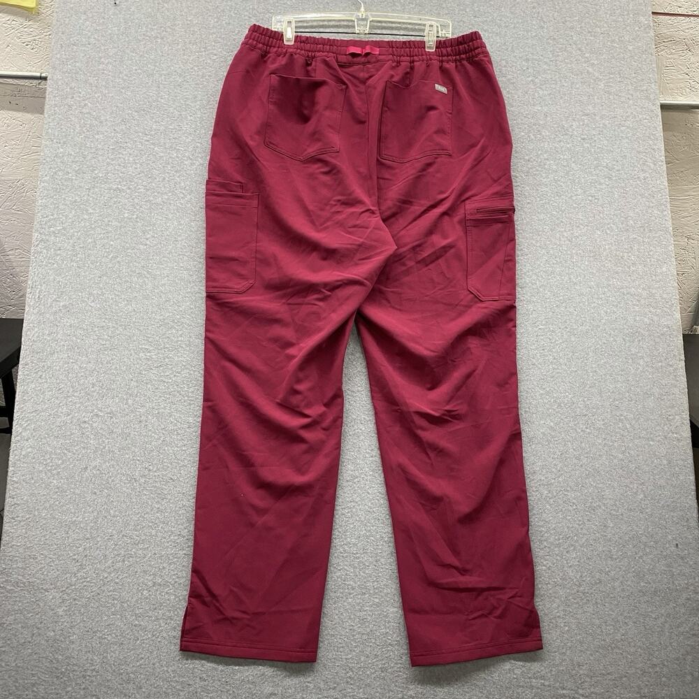 FIGS Dowa High Waisted Relaxed Straight Leg Scrub Pants 3XL Tall Raspberry Berry - Picture 6 of 9